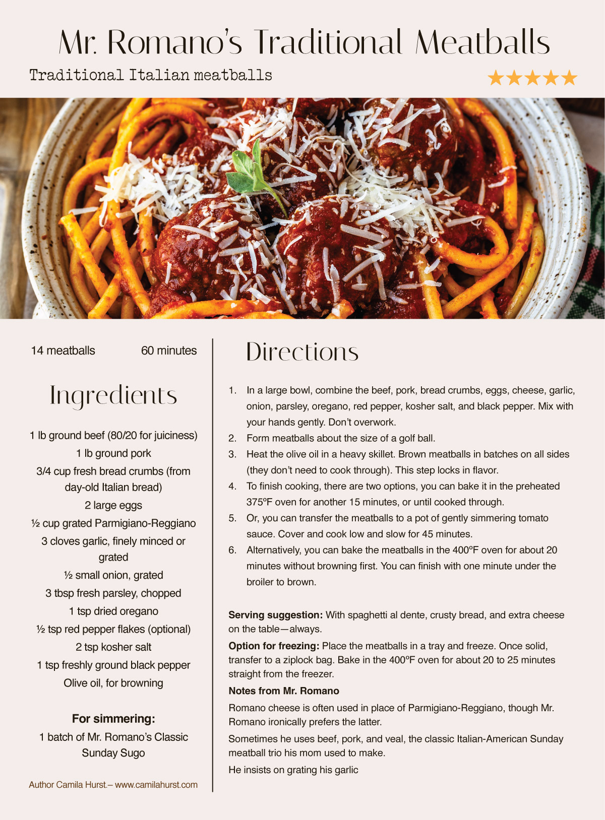 Mr. Romano’s Traditional Meatballs Traditional Italian meatballs